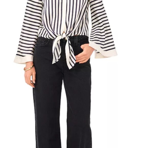 Vince Camuto - Women's Striped Tie-Front Top - Picture 1 of 4